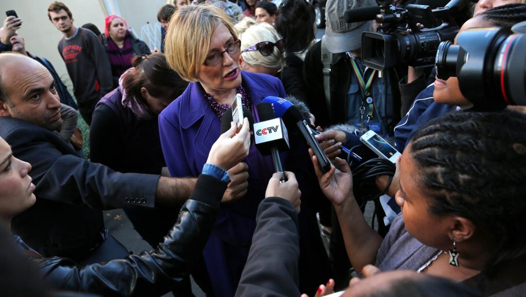 Helen Zille s'adresse aux médias à Rondebosch (Cape Town), le jour du vote, le 7 mai 2014.REUTERS/Sumaya Hisham