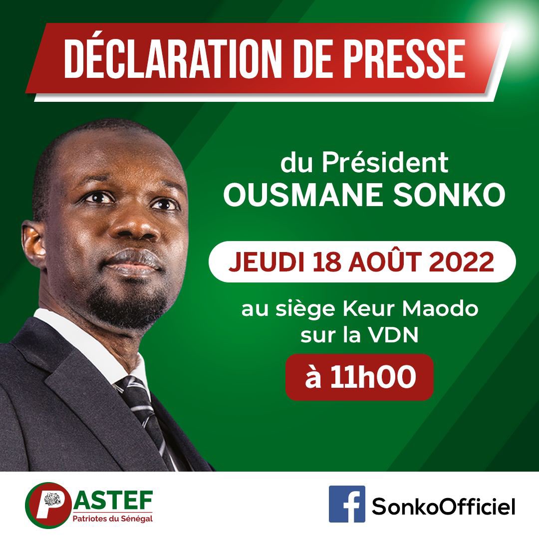 Ousmane Sonko face à la presse à 11 heures