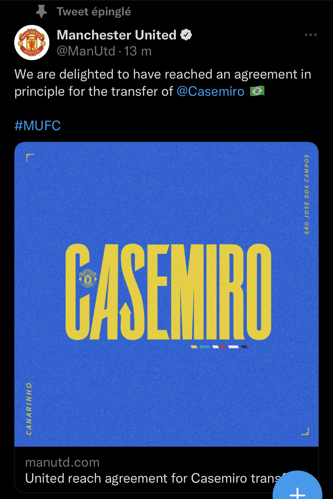 Manchester annonce un accord de principe avec Casemiro 