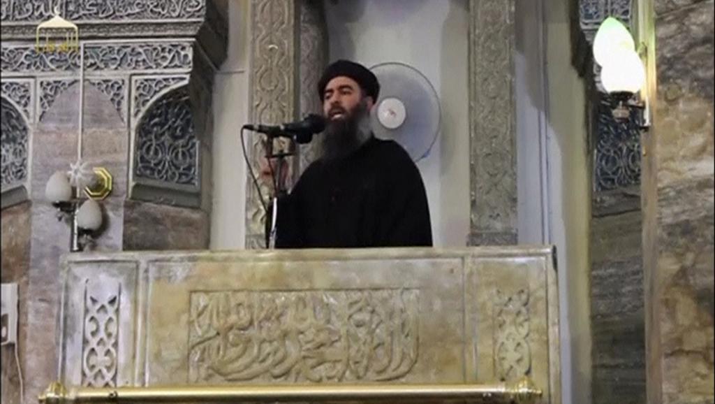 Première apparition publique d'Abou Bakr al-Baghdadi, le «calife du jihad», le 5 juillet 2014. REUTERS/Social Media Website via Reuters TV