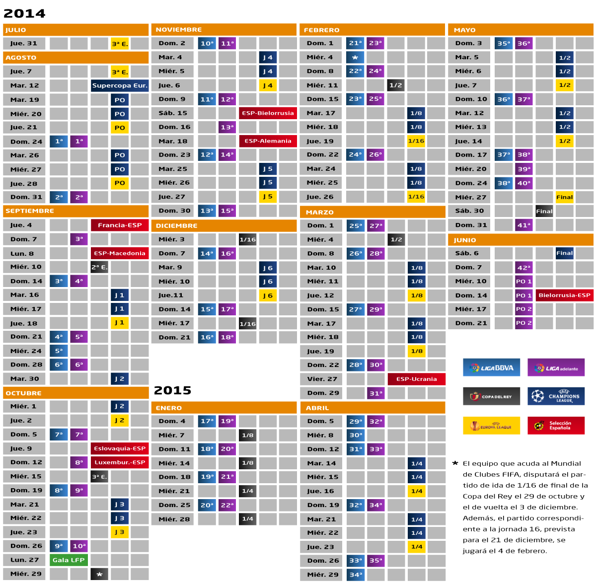 Dernière minute: Le calendrier de la Liga 2014-2015 dévoilé et en pièce jointe