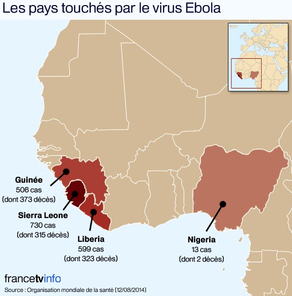 Ebola : la carte de l'épidémie
