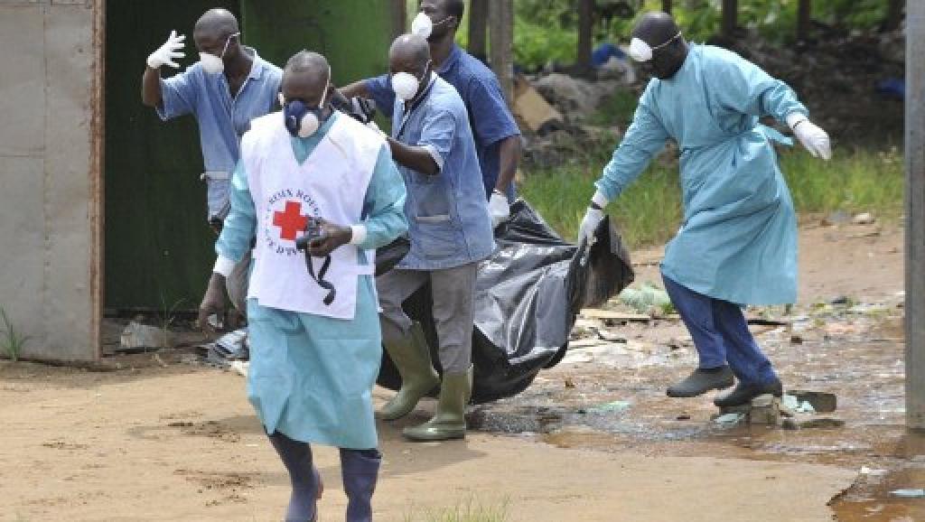 Les membres de la Croix-Rouge en Côte d'Ivoire ramassent les cadavres lors d'une opération à l'ouest d'Abidjan, le 4 mai 2011. AFP PHOTO/ SIA KAMBOU