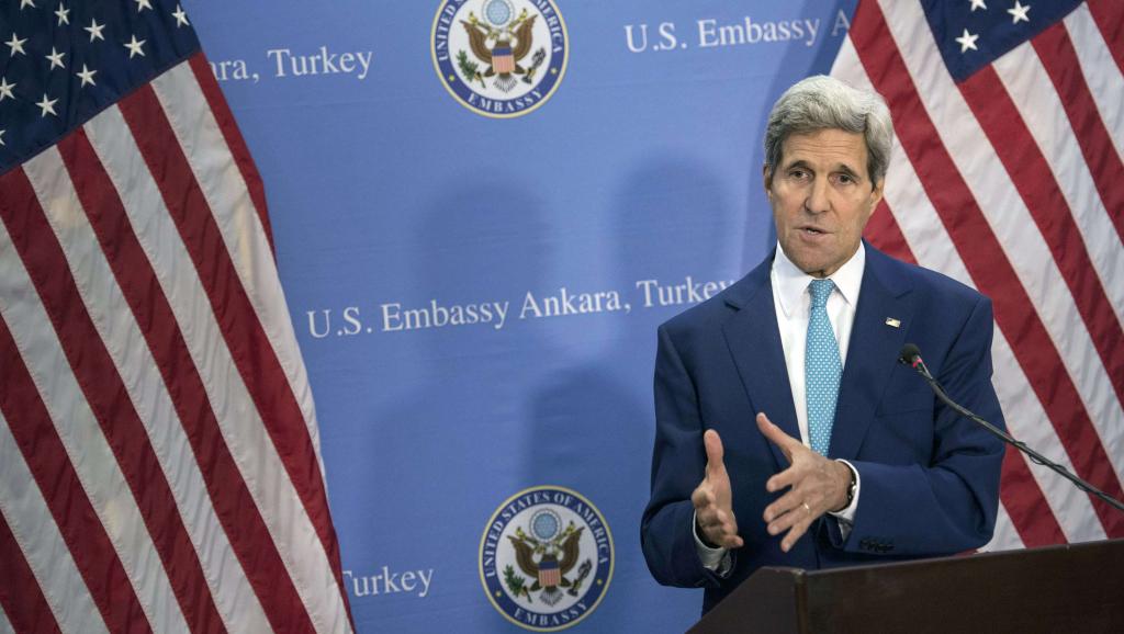 Le secrétaire d'Etat américain John Kerry lors d'une conférence de presse à Ankara, vendredi 12 septembre. REUTERS/Brendan Smialowski