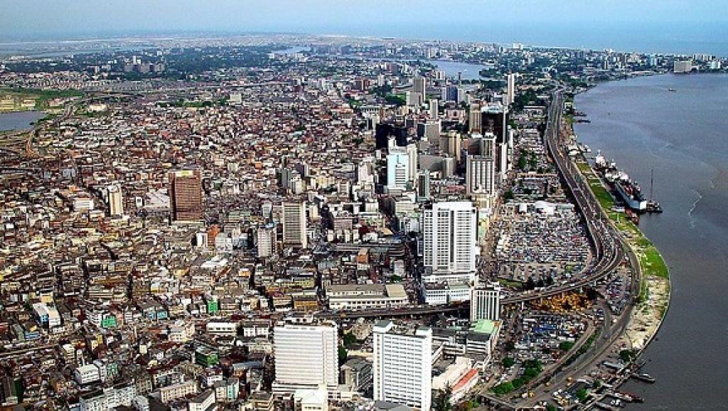 Vue aérienne d'une partie de Lagos, Nigeria. Wikimedia