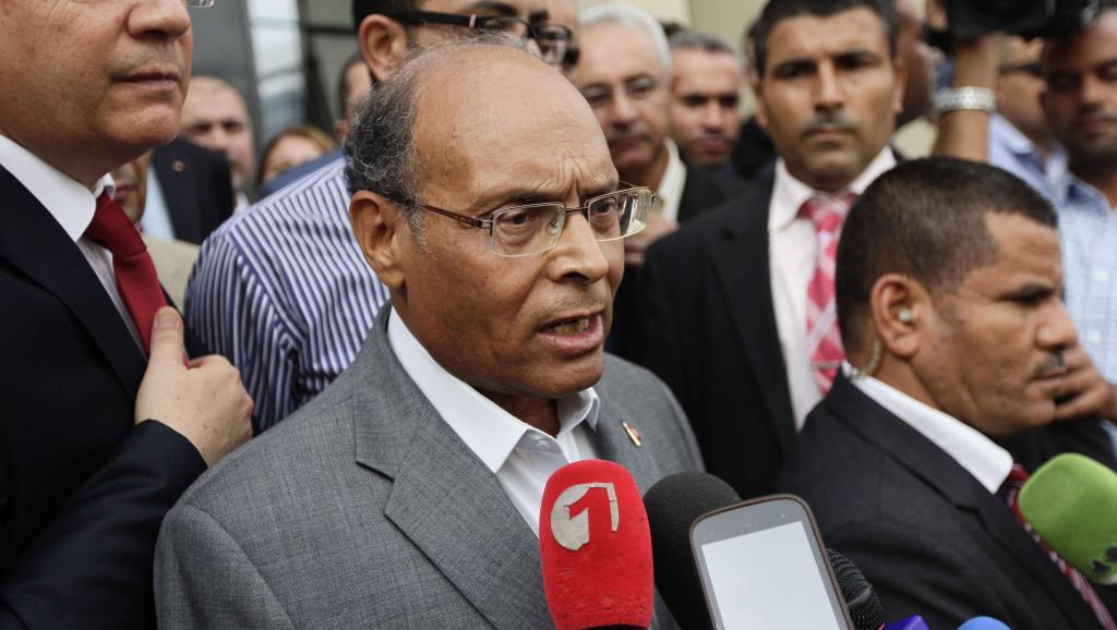 Moncef Marzouki a annoncé sa candidature à sa succession devant les médias, à Tunis le 20 septembre 2014