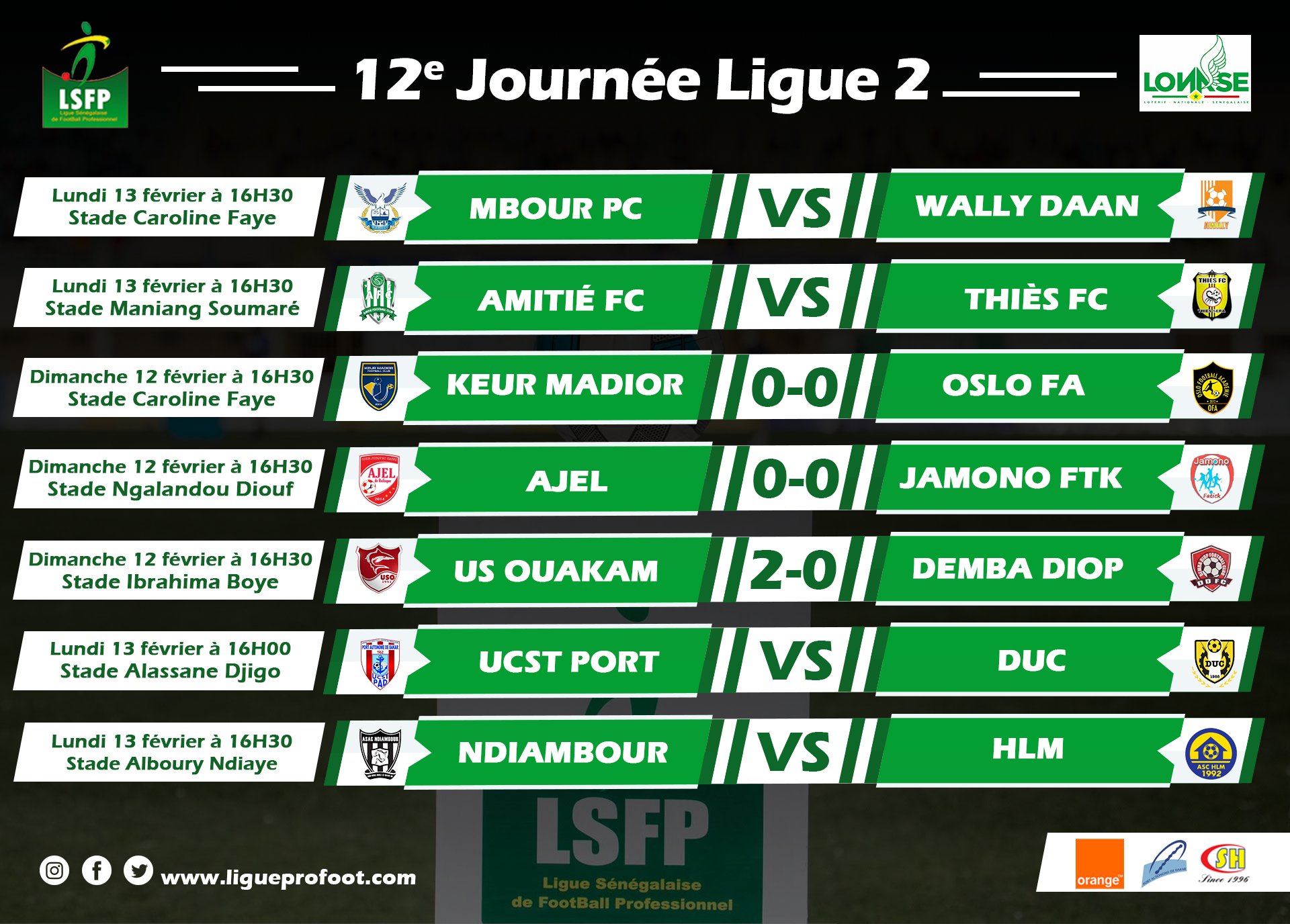 Ligue 2 : Ajel rate le coche, Jamono Fatick  toujours leader 