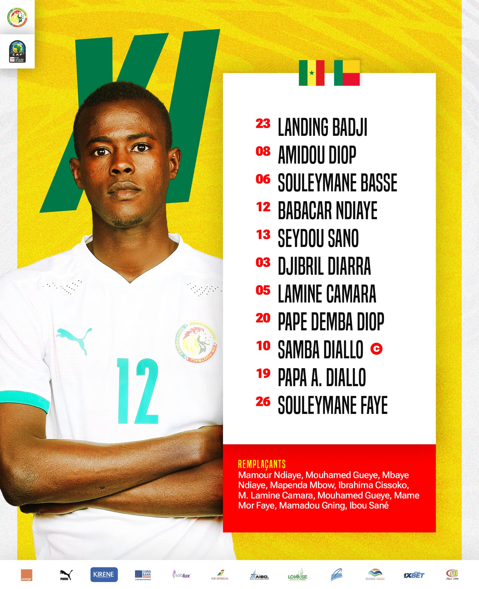 Quart de finale: Découvrez le onze des Lionceaux contre le Benin, Mamadou Lamine Camara sur le banc