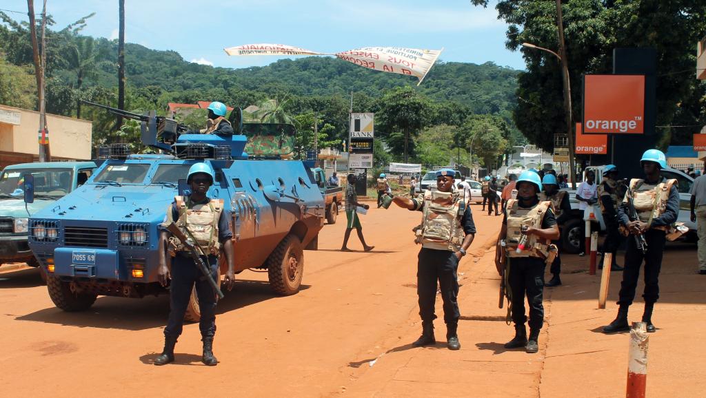 Une patrouille de la Minusca à Bangui, au début du mois d'octobre 2014. AFP/PACOME PABAMDJI