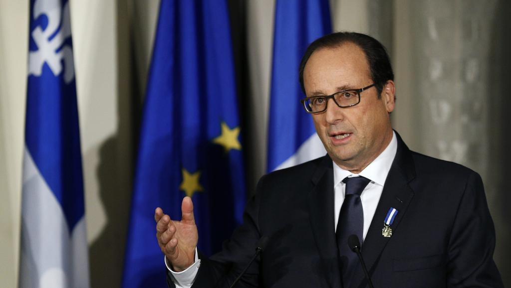 Le président français François Hollande lors de son intervention à Québec, le 3 novembre 2014. REUTERS/Mathieu Belanger