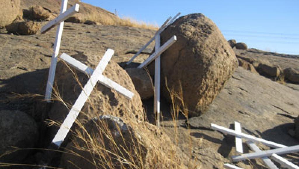 La colline numéro 2 à Marikana. C'est là que 34 mineurs en grève illégale ont été abattus par la police en août 2012. Sonia Rolley/RFI