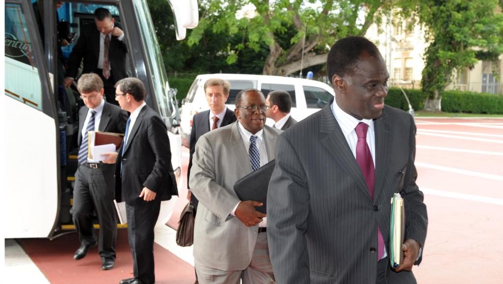 Michel Kafando au premier plan, en 2008, alors qu'il était ambassadeur du Burkina Faso aux Nations unies AFP/Issouf Sanogo