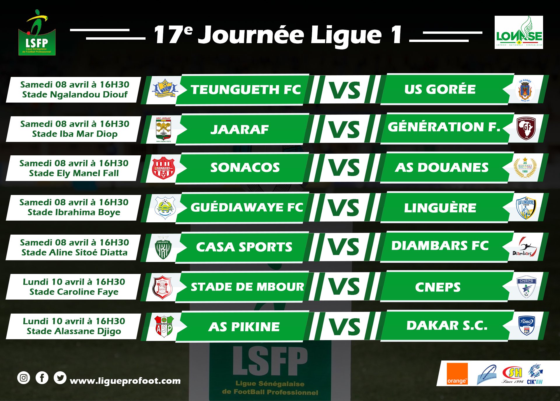 Ligue 1 : Guédiawaye FC pour conserver son fauteuil, chocs Casa Sports / Diambars, Jaraaf / Génération Foot
