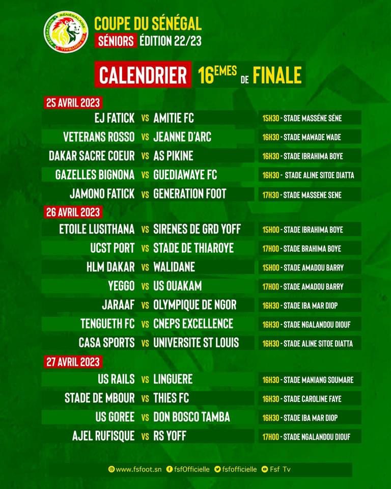 Coupe du Sénégal : choc Dakar SC - Pikine, GF en danger face à Jamono Fatick 