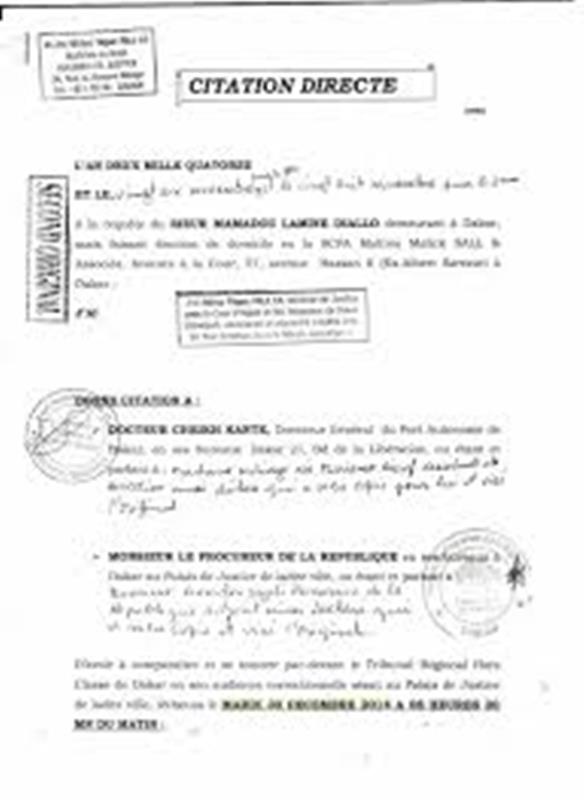 Mamadou Lamine Diallo et Cheikh Kanté s'expliqueront à la barre, le 30 décembre