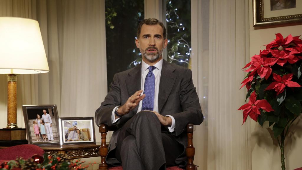 Le roi Philippe VI d'Espagne a donné son premier discours de Noël, le 24 décembre 2014. AFP PHOTO / ANGEL DÍAZ