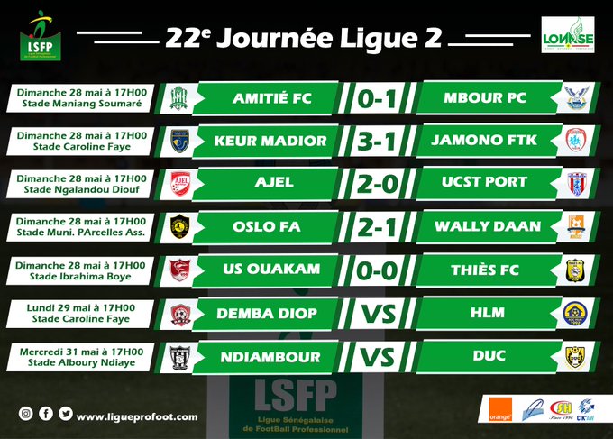 Ligue 2 : AJEL toujours leader, Oslo revient à hauteur de l’US Ouakam