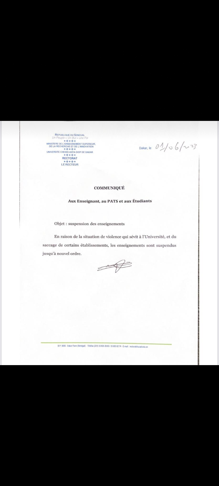 Enseignement supérieur : les cours suspendus jusqu’à nouvelle ordre