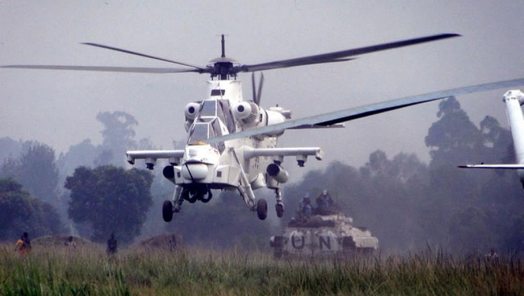 Des hélicoptères de la Monusco sont entrés en action contre des combattants FNL, dans l'est de la RDC, lundi 5 janvier 2015 à l'aube. Photo MONUSCO/Force