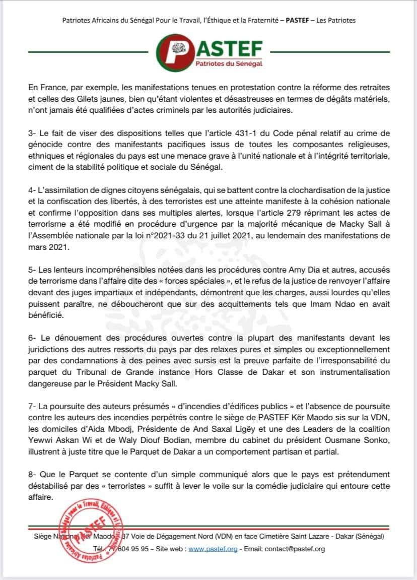 Personnes arrêtées lors des manifs de juin: le Pastef démonte le communiqué du parquet 