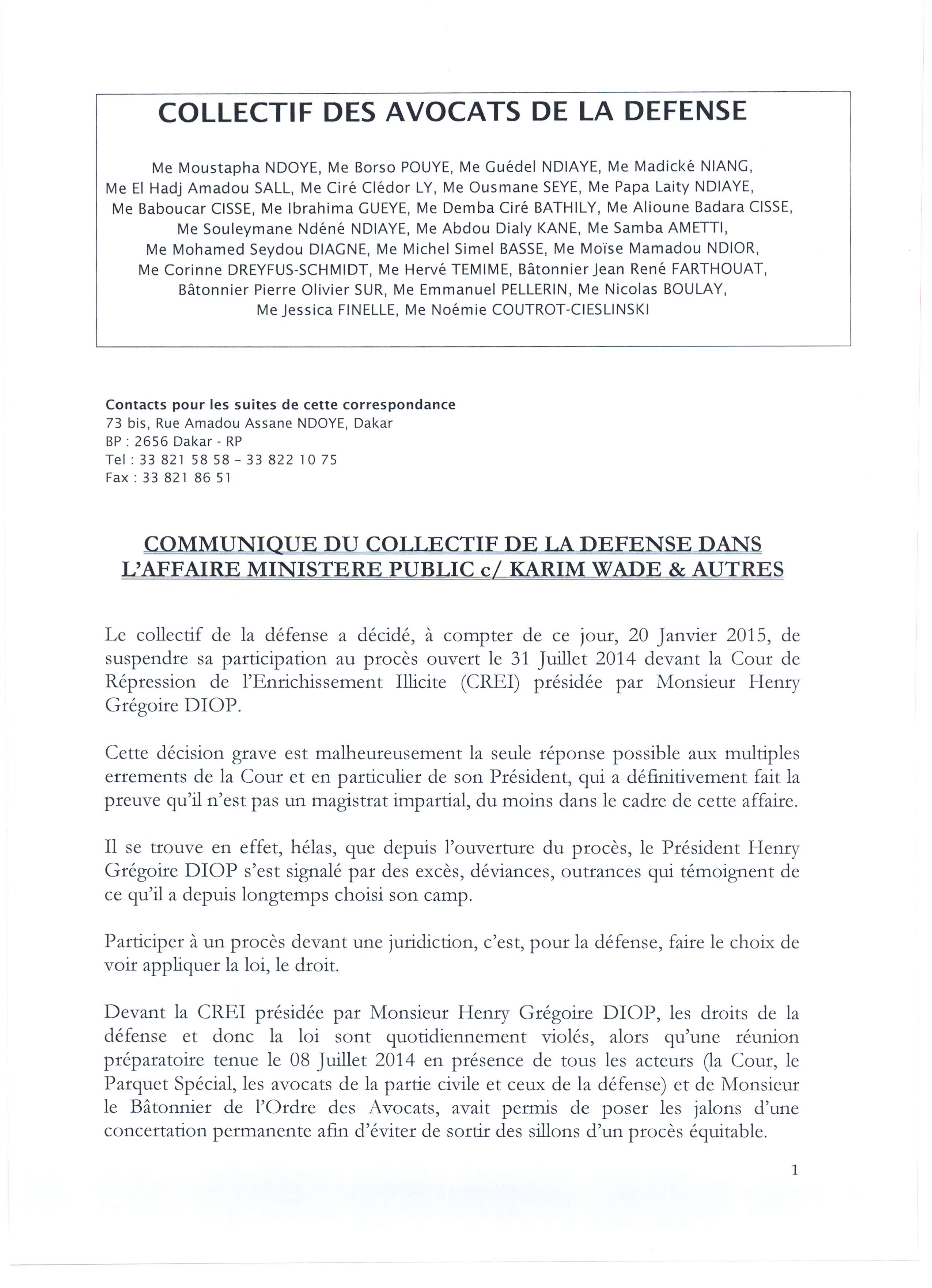 PUBLIREPORTAGE - Communiqué des avocats de Karim Wade