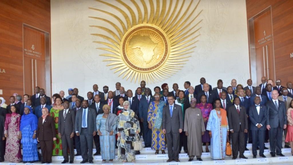 Photo de famille, lors de l'ouverture de la session ordinaire du Conseil des ministres de l'Union africaine, le 26 janvier 2015, à Addis-Abeba Union africaine