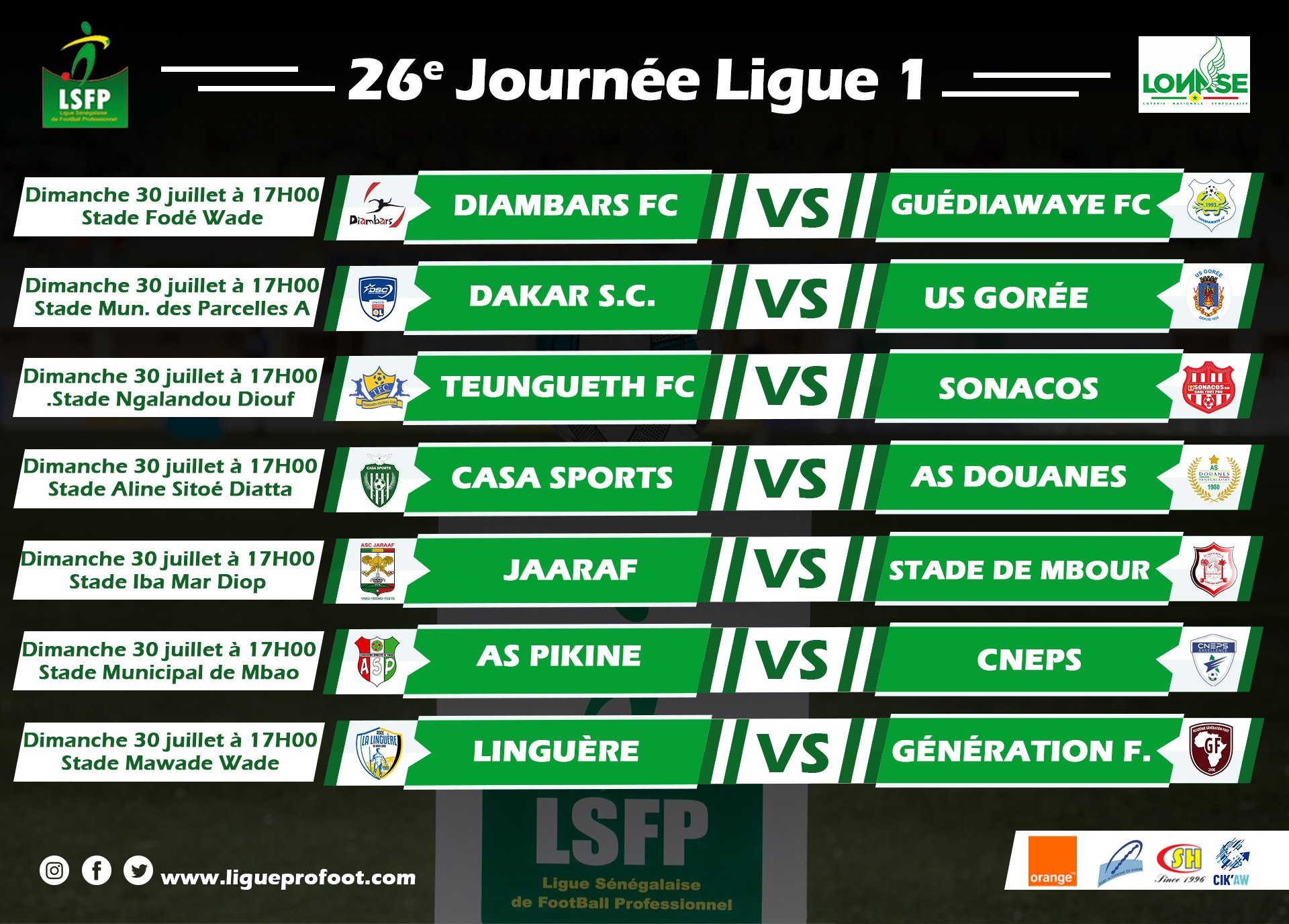 Ligue 1 : jour de vérité pour Linguère, AS Douanes, AS Pikine et Stade de Mbour