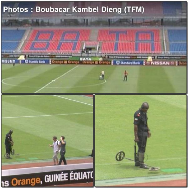 CAN  2015-Finale: passage d'une équipe de démineurs au stade de Bata
