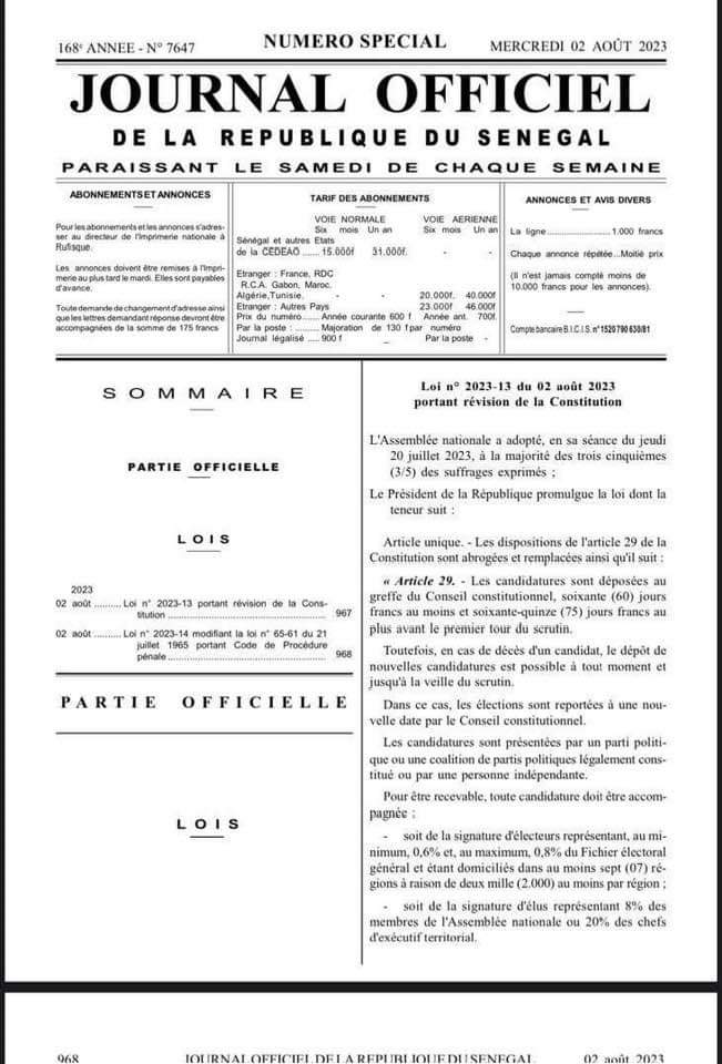 Loi sur le parrainage : Macky Sall promulgue la loi 