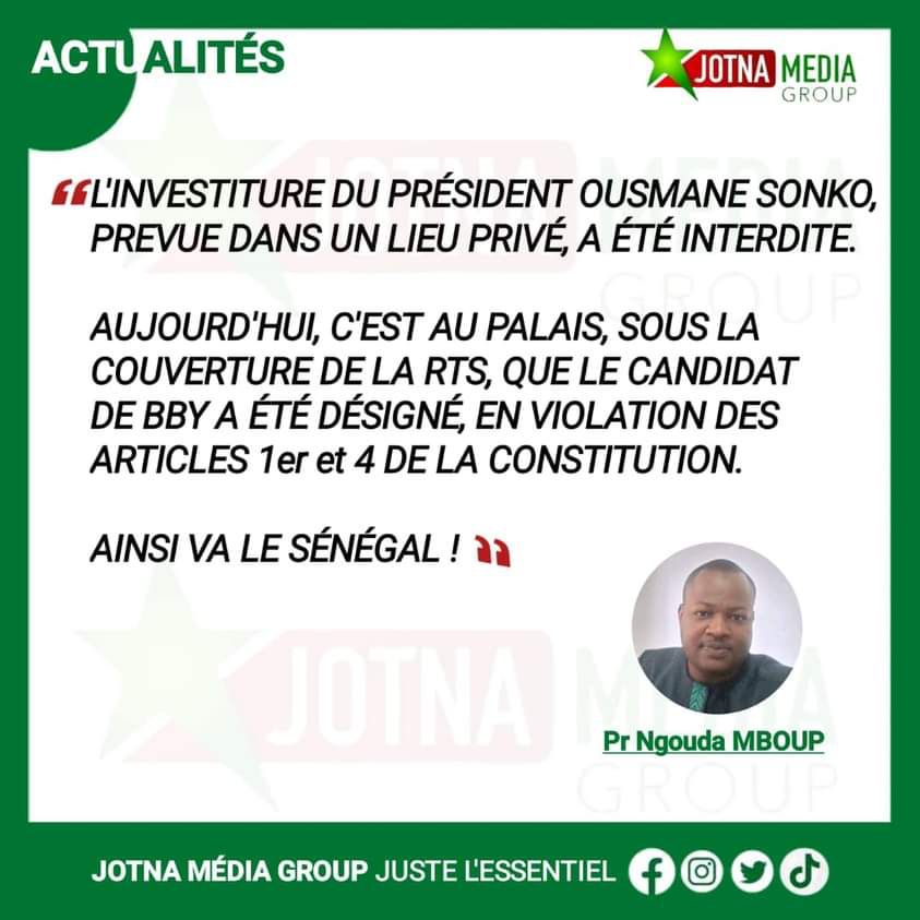 Ngouda Mboup s’offusque de la couverture par la RTS de la désignation du candidat de BBY 