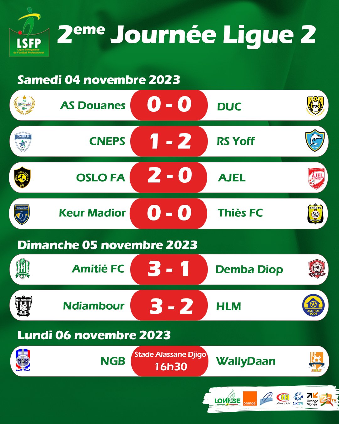 Ligue 2: Amitié FC prend les commandes, AS Douanes cale face à DUC