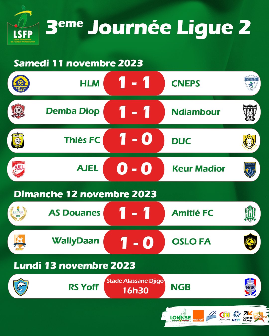 Ligue 2: Amitié FC reste au sommet, Oslo FA chute