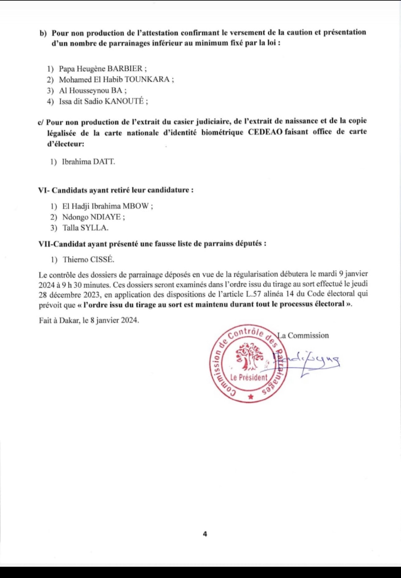 Contrôle de parrainage : le Conseil constitutionnel fait le bilan de la première phase (Documents)