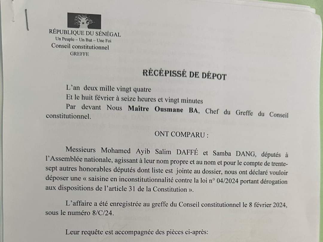 Sénégal : 39 députés de Yewwi Askanwi saisissent le Conseil constitutionnel pour contester la loi qui reporte la présidentielle