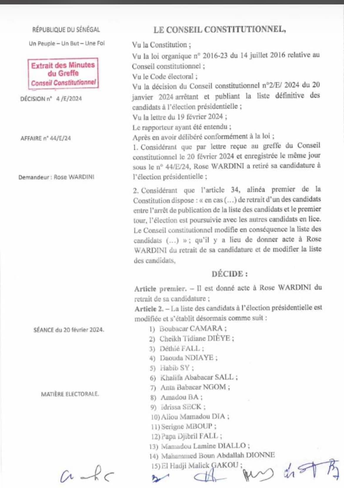 Election présidentielle 2024 : le Conseil constitutionnel publie une nouvelle liste de 19 candidats