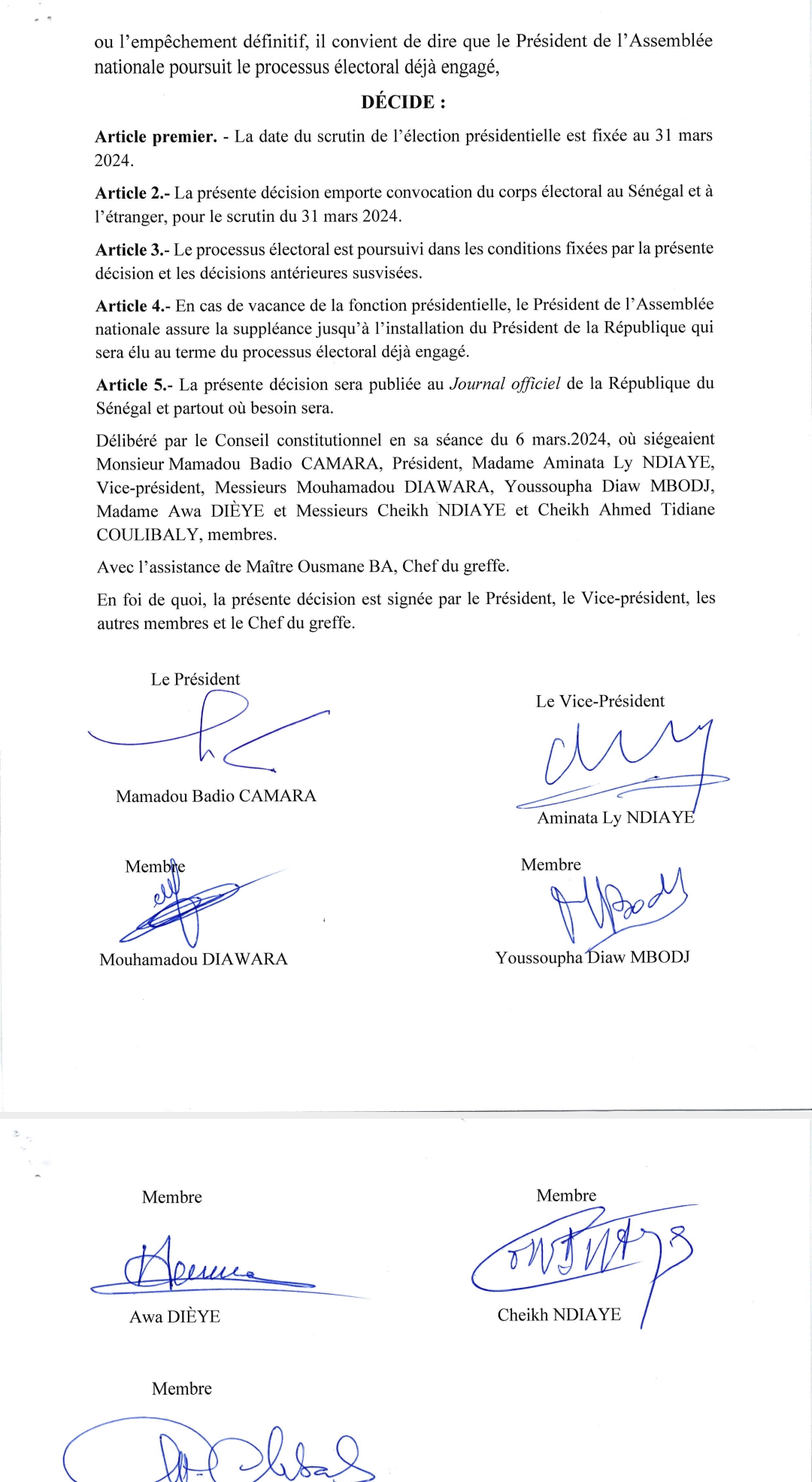Sénégal : le Conseil constitutionnel fixe la date du scrutin au 31 mars 2024
