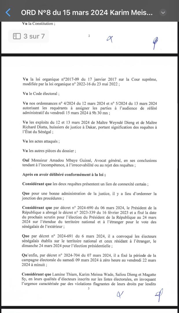Voici la décision de la Cour suprême rendant irrecevable les requêtes du Pds ( Documents)