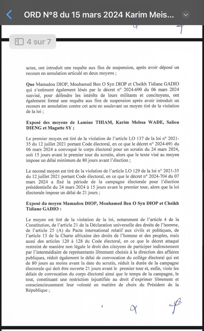 Voici la décision de la Cour suprême rendant irrecevable les requêtes du Pds ( Documents)