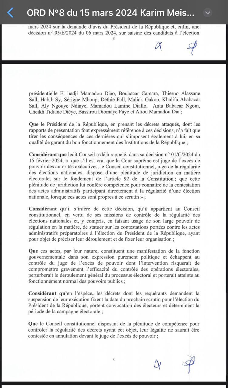 Voici la décision de la Cour suprême rendant irrecevable les requêtes du Pds ( Documents)