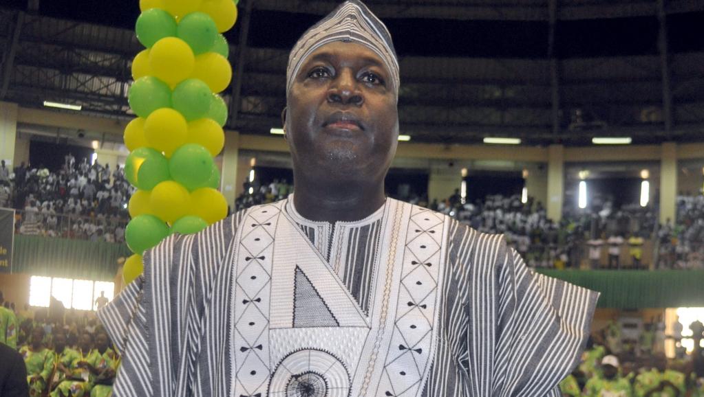 Zéphirin Diabré, ce samedi 27 juin à Ouagadougou, lors de son invectiture comme candidat de l'UPC à l'élection présidentielle du 11 octobre 2015 au Burkina Faso. RFI / Yaya Boudani