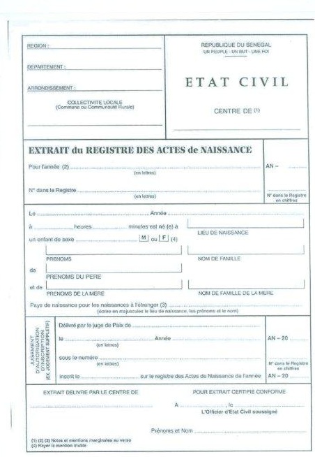 La problématique de l’acte de naissance au Sénégal