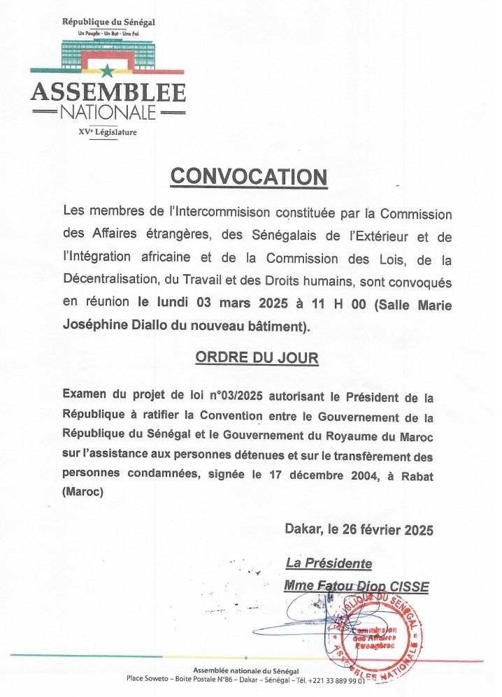 Assemblée nationale: réunion de l'Inter-commission sur la ratification de la Convention avec le Maroc prévue ce lundi, Macky Sall visé ?