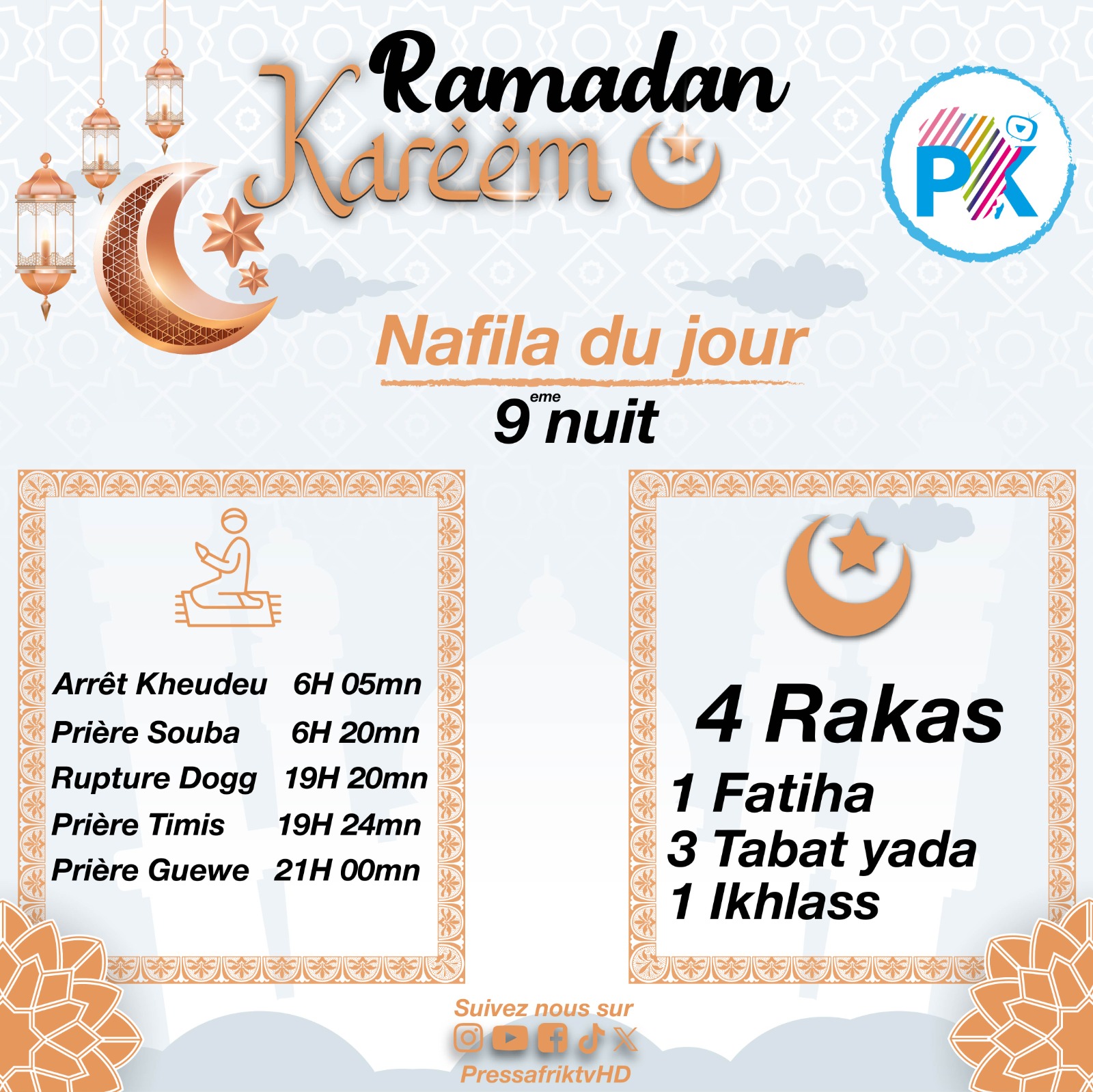 Ramadan-Nafila de la 9eme nuit : 4 Rakkas pour recevoir de Dieu « le cœur des reconnaissants »