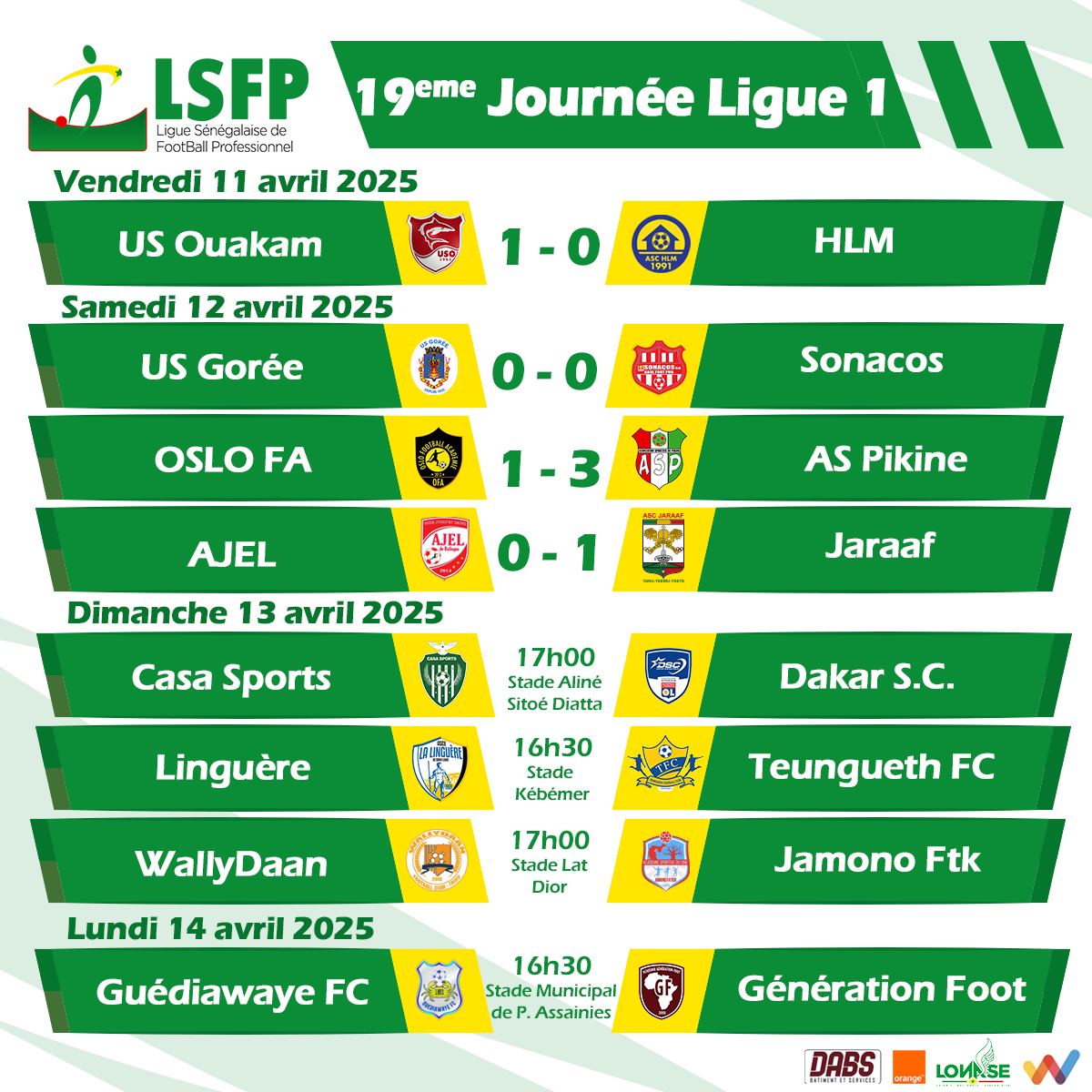 Ligue 1 (J19) : Le Jaraaf assure, Gorée cale, Pikine se relance