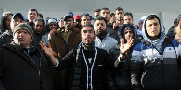 Manifestation à Kasserine, le 22 janvier 2016. © Mohamed Khalil/AFP