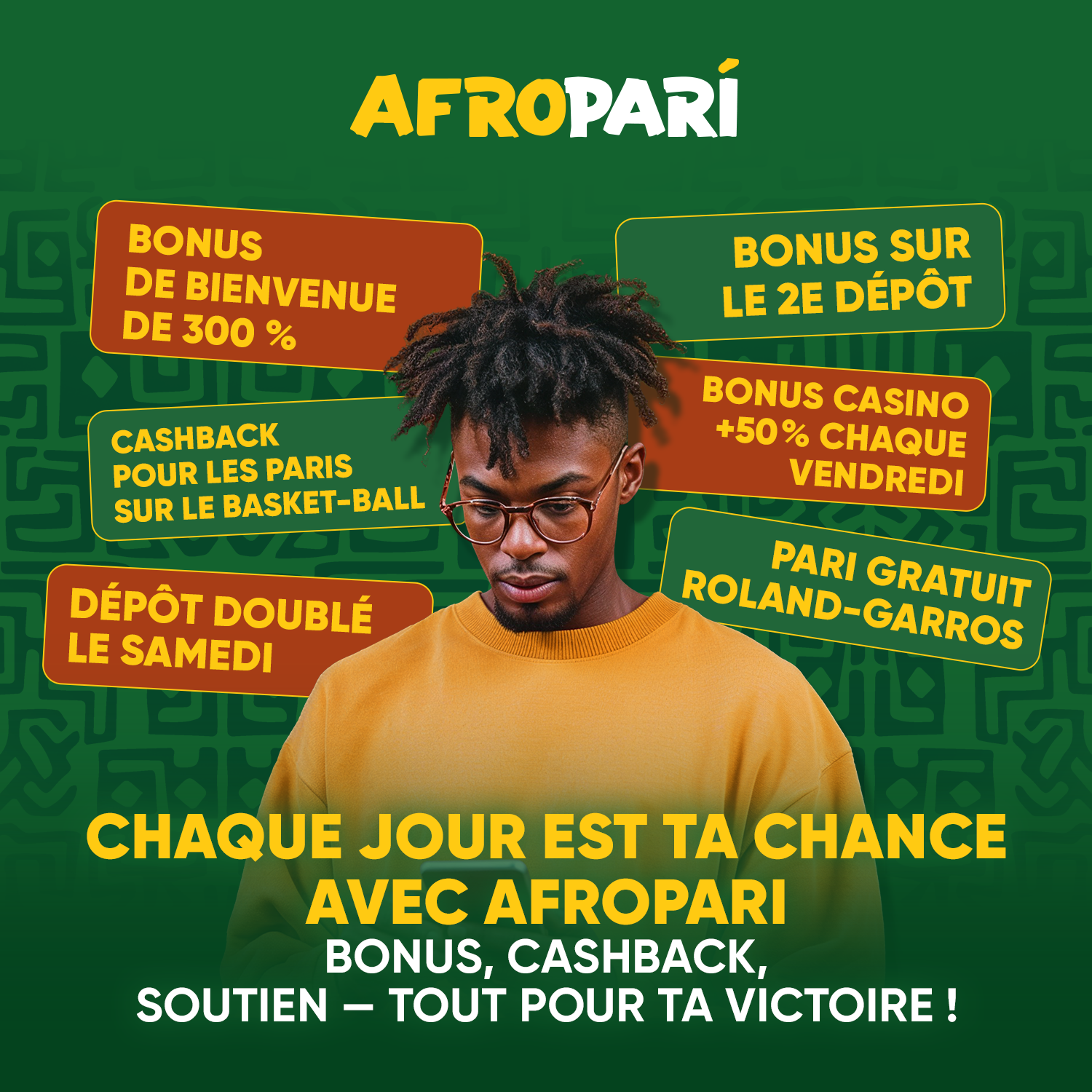 Gagne chaque jour avec les bonus AfroPari !