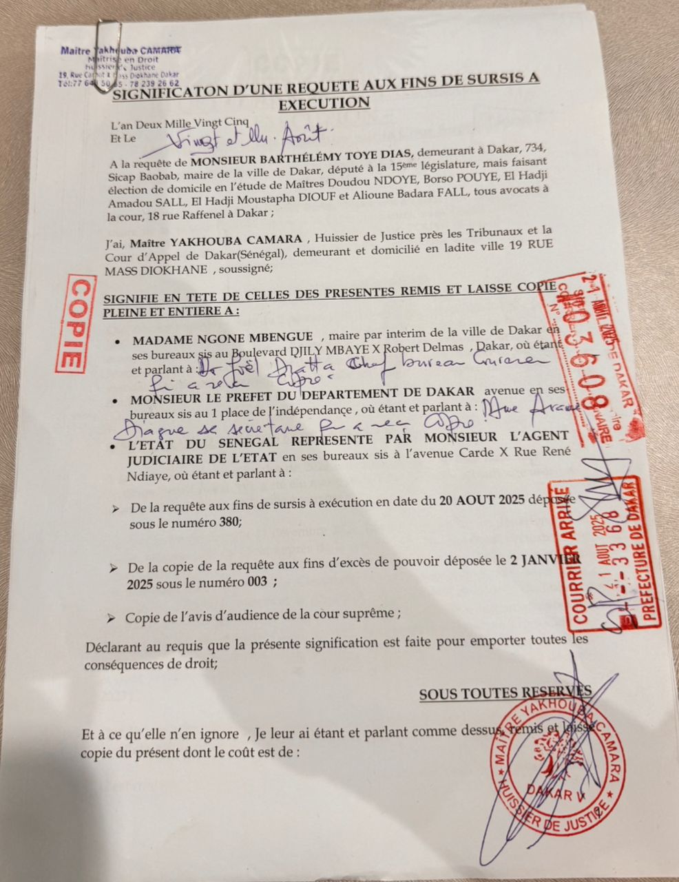 Cour suprême : Barthélémy Dias saisit la chambre administrative pour surseoir à l’élection du maire de Dakar Cour suprême : Barthélémy Dias saisit la chambre administrative pour surseoir à l’élection du maire de Dakar
