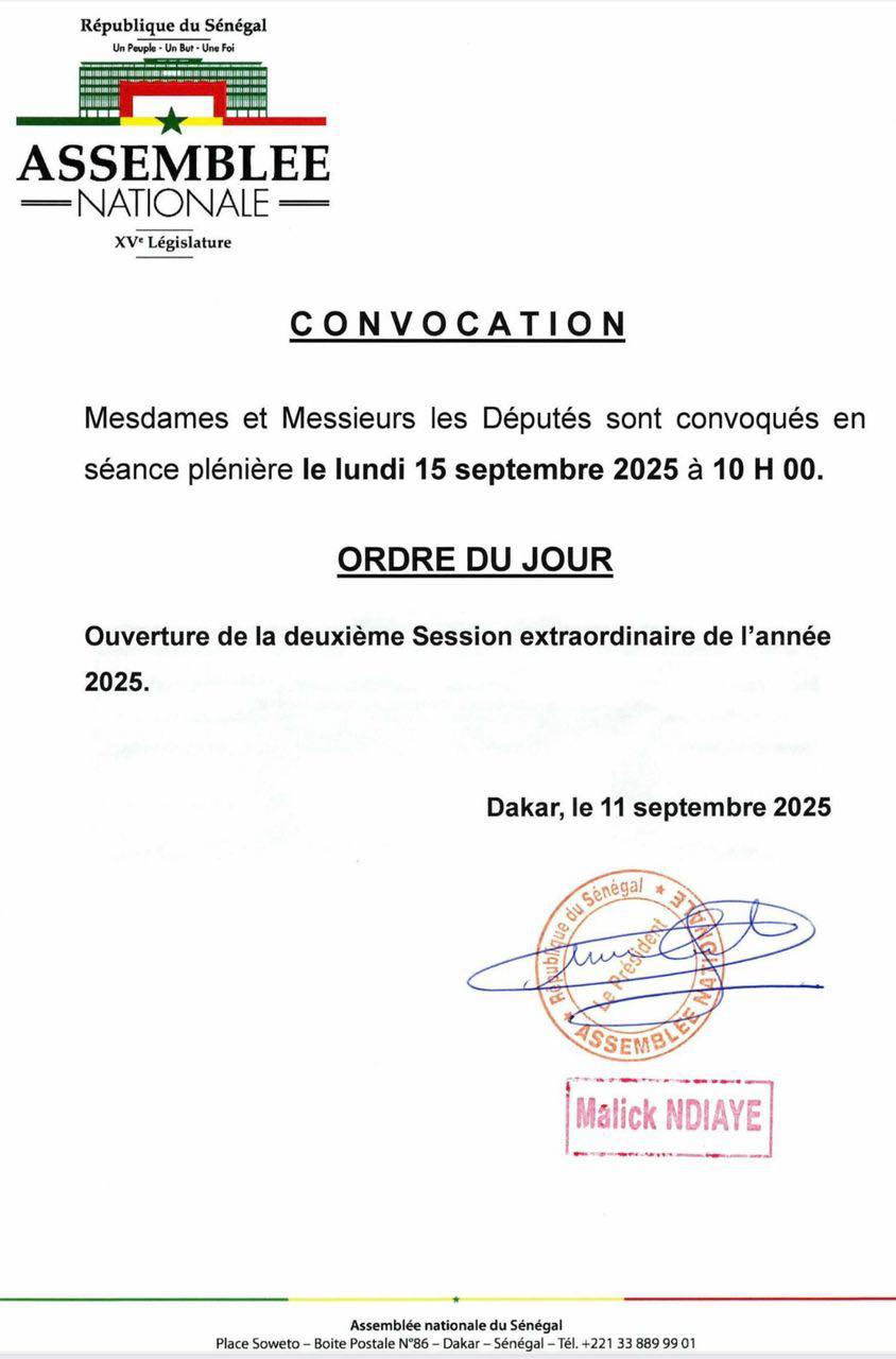 Assemblée nationale : les députés convoqués en urgence ce lundi 15 septembre pour l’examen de trois projets de loi