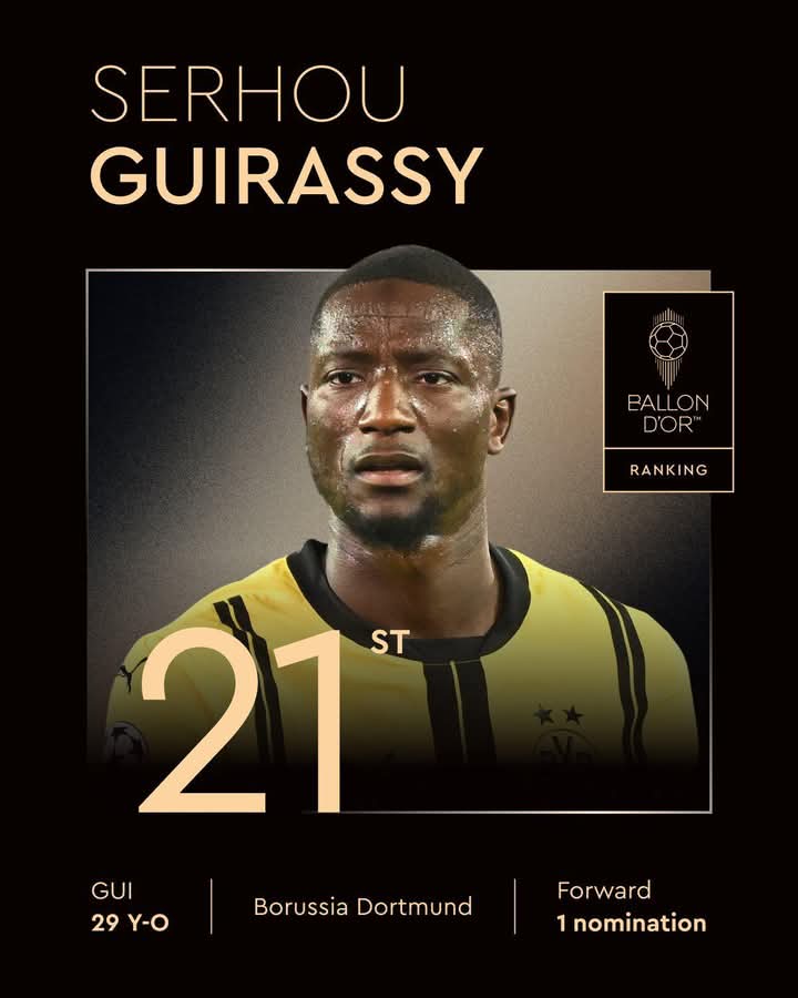 Ballon d'Or 2025: Serhou Guirassy classé 21e 