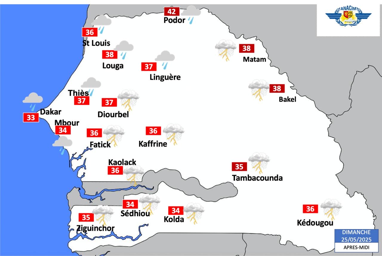 Météo : Pluies et orages attendus sur plusieurs régions du Sénégal ce week-end